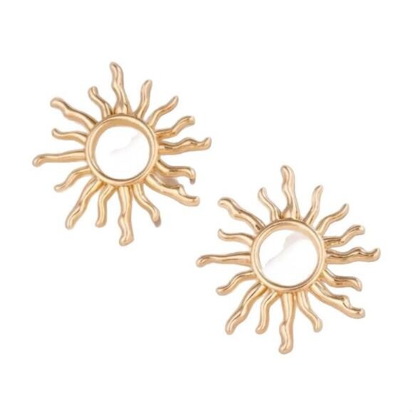 18K Gold-Plated Sun Earrings - Picture 5 of 6